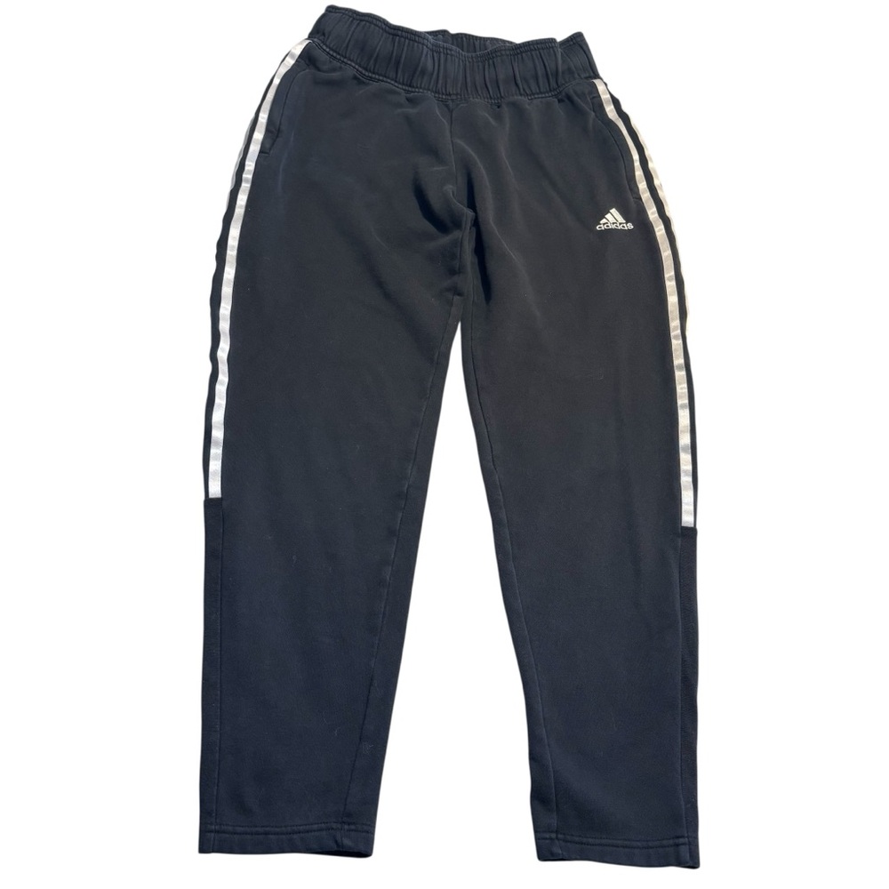 Adidas Joggers Medium Black w/ White Accents Elastic Waistband Drawstring - Picture 2 of 14